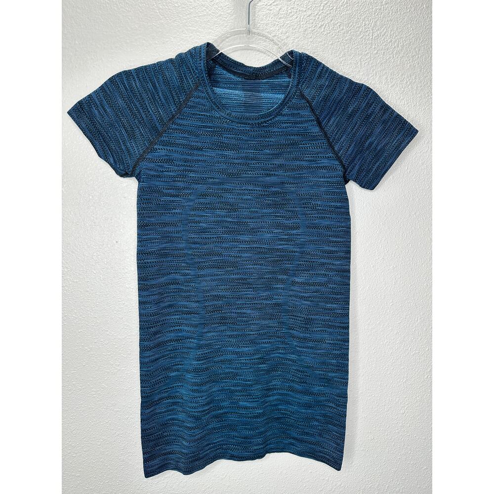 Lululemon Blue & Black Stripe Swiftly Tech Short Sleeve Tee